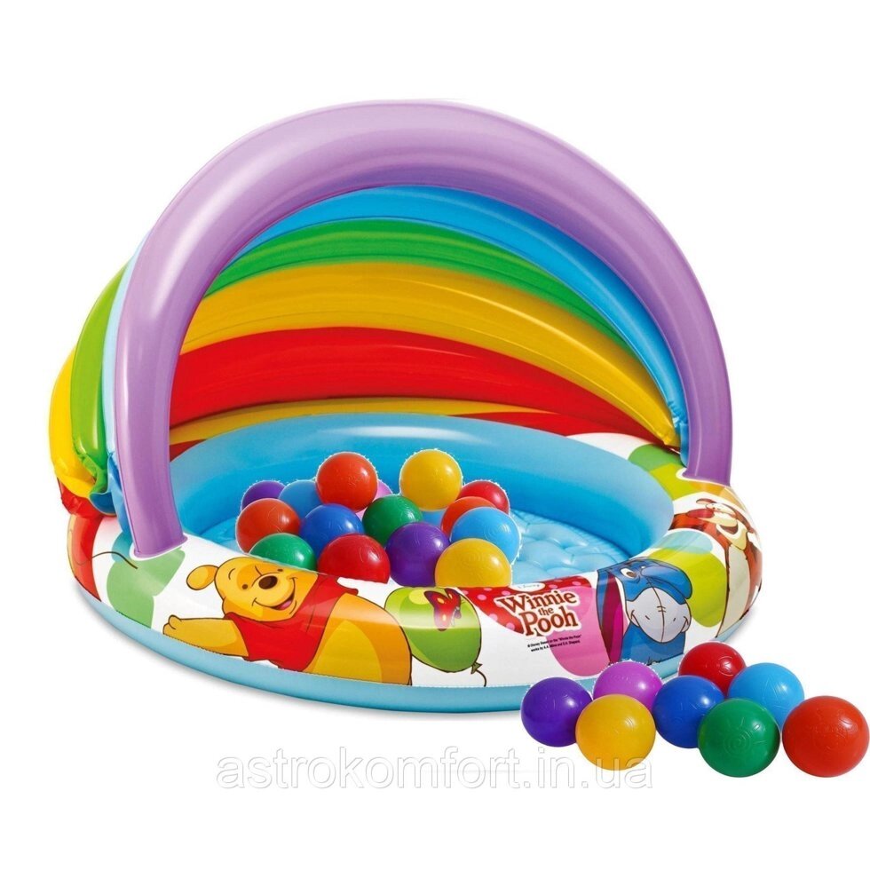 Дитячий надувний басейн Intex "Вінні Пух" з навісом, з кульками 30 шт. від компанії Інтернет-магазин "мегасфера" - фото 1
