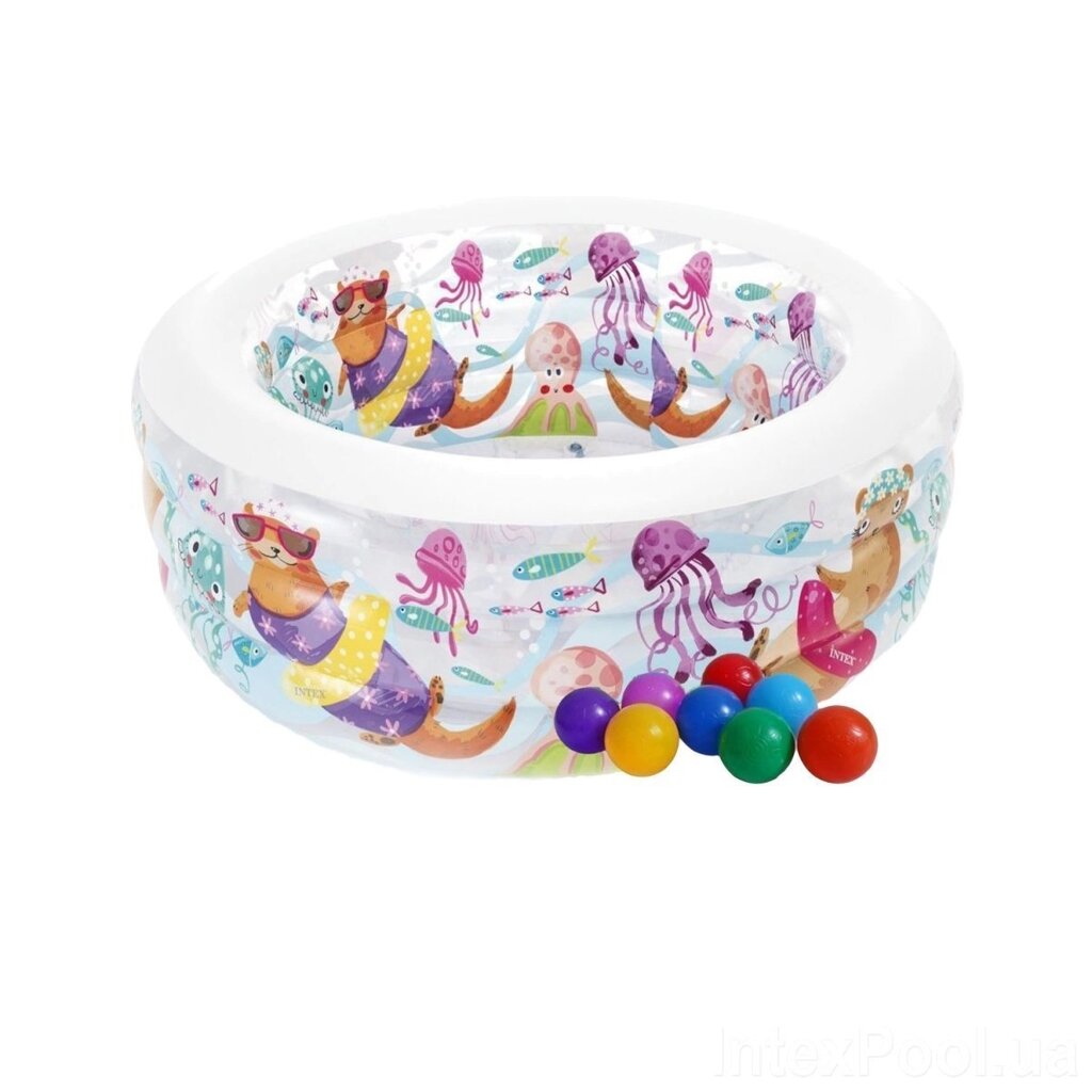 Дитячий надувний басейн з надувним дном "Акваріум" з кульками 10 шт. Intex 58480-1 від компанії Інтернет-магазин "мегасфера" - фото 1