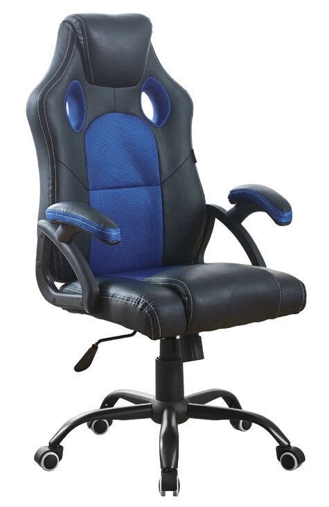 Геймерське комп'ютерне крісло Bonro BN-2022S чорне з синіми вставками від компанії Інтернет-магазин "мегасфера" - фото 1