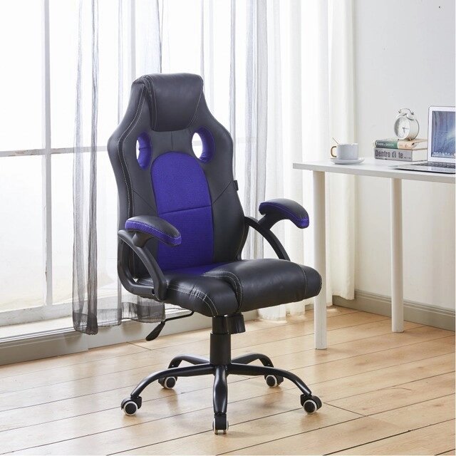 Геймерське крісло Bonro BN-2022S чорне з фіолетовими вставками від компанії Інтернет-магазин "мегасфера" - фото 1