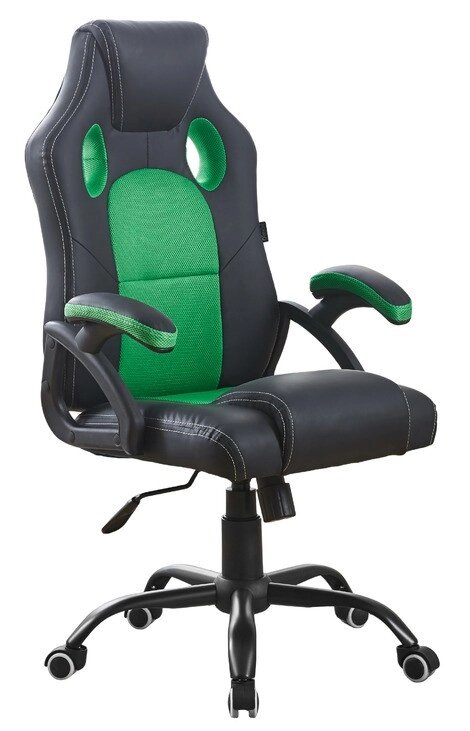Геймерське крісло Bonro BN-2022S чорне з зеленими вставками від компанії Інтернет-магазин "мегасфера" - фото 1