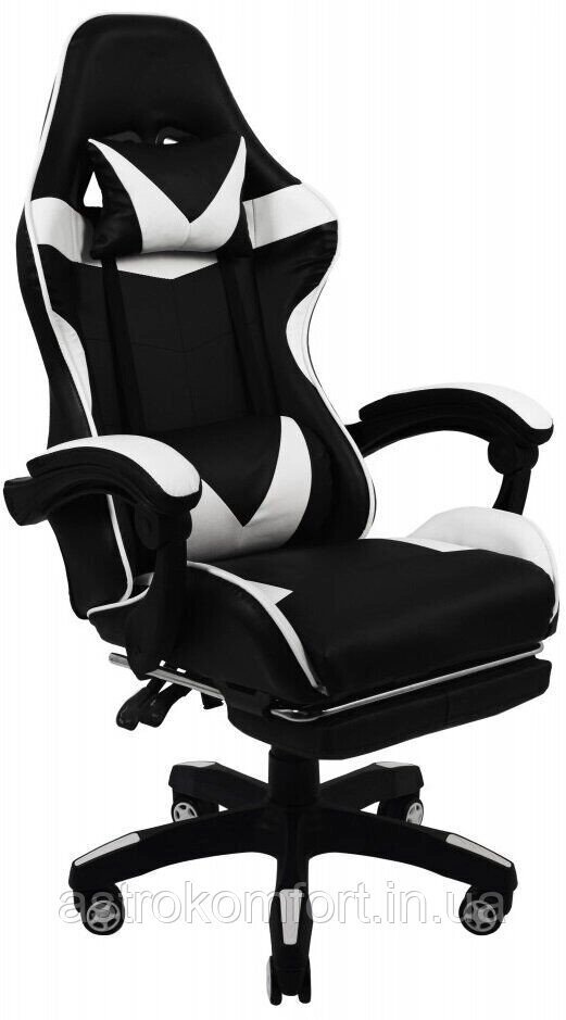 Ігрове геймерське крісло Bonro B-810 біле з підставкою для ніг від компанії Інтернет-магазин "мегасфера" - фото 1