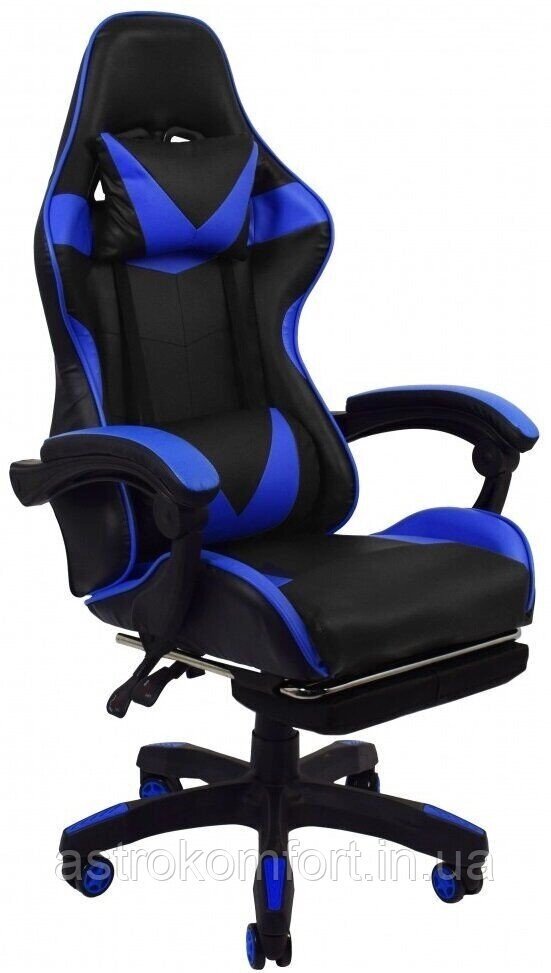 Ігрове геймерське крісло Bonro B-810 синє з підставкою для ніг від компанії Інтернет-магазин "мегасфера" - фото 1