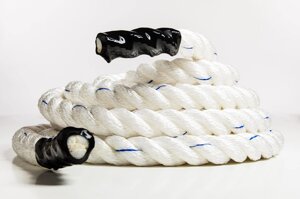 Канат тренувальний для кроссфіта 9м Battle Rope White WCG 50х9