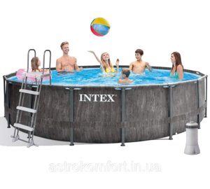 Каркасний басейн Intex, 457x122 см (картріджний фільтр-насос 3 785 л / год, сходи, тент, підстилка)