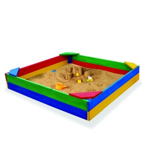 Класична кольорова дерев'яна пісочниця для дитячого майданчика 145 х 145 см