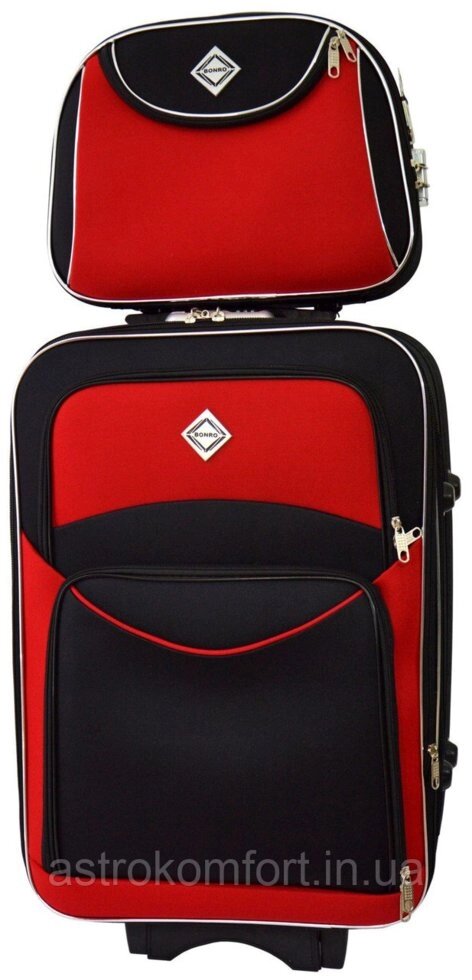 Комплект валізу і кейс Bonro Style (маленький). Колір чорно-червоний. від компанії Інтернет-магазин "мегасфера" - фото 1