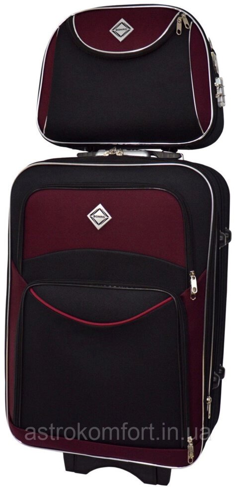 Комплект валізу і кейс Bonro Style (маленький). Колір чорно-вишневий. від компанії Інтернет-магазин "мегасфера" - фото 1