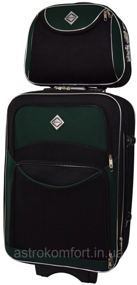 Комплект валізу і кейс Bonro Style (маленький). Колір чорно-зелений. від компанії Інтернет-магазин "мегасфера" - фото 1