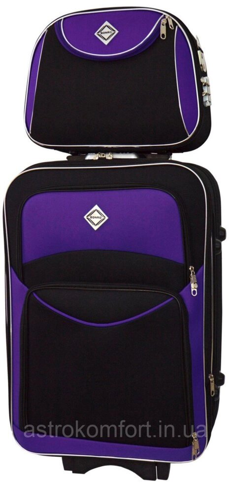 Комплект валізу і кейс Bonro Style (середній). Колір чорно-фіолетовий. від компанії Інтернет-магазин "мегасфера" - фото 1