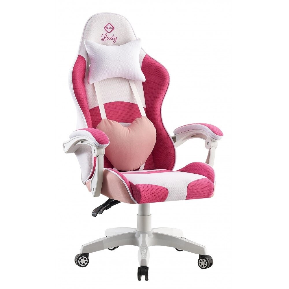 Крісло геймерское для дівчини Bonro Lady 807 рожеве з білим від компанії Інтернет-магазин "мегасфера" - фото 1
