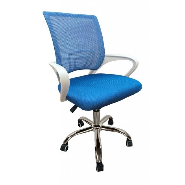 Крісло офісне для комп'ютера Bonro 619 синє з білими підлокітниками від компанії Інтернет-магазин "мегасфера" - фото 1