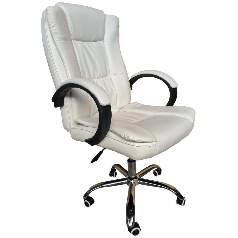 Крісло офісне з металевою хромованою хрестовиною Bonro B-607. Колір білий від компанії Інтернет-магазин "мегасфера" - фото 1