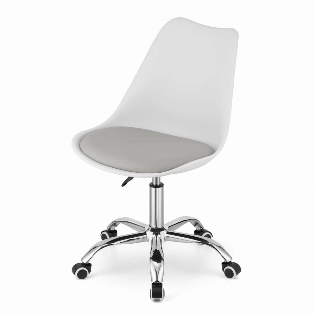 Крісло поворотний офісний стілець на колесах VIENNA. Колір білий з сірим сидінням. від компанії Інтернет-магазин "мегасфера" - фото 1