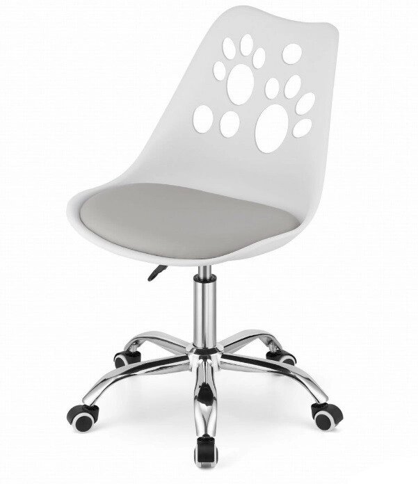 Крісло поворотний стілець на колесах RENO колір білий з сірим сидінням. від компанії Інтернет-магазин "мегасфера" - фото 1