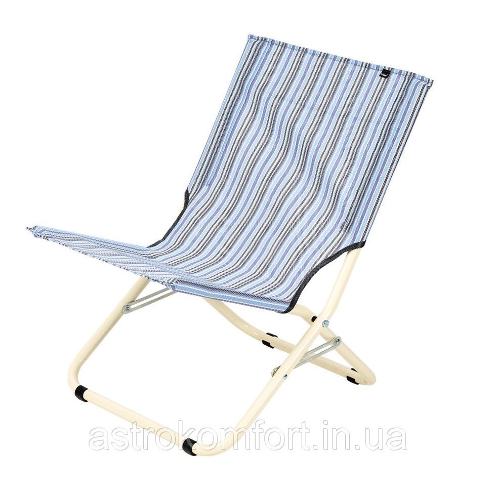 Легкий стілець шезлонг для літнього відпочинку "Міні" d22 мм (текстильний блакитна смуга) від компанії Інтернет-магазин "мегасфера" - фото 1