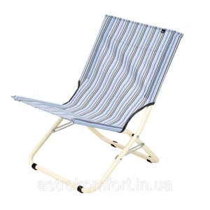 Легкий стілець шезлонг для літнього відпочинку "Міні" d22 мм (текстильний блакитна смуга)
