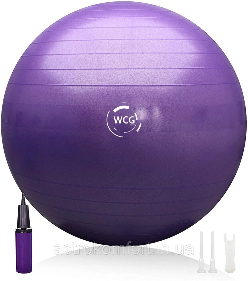 М'яч для фітнесу (фітбол) WCG 55 Anti-Burst 300кг Фіолетовий + насос від компанії Інтернет-магазин "мегасфера" - фото 1