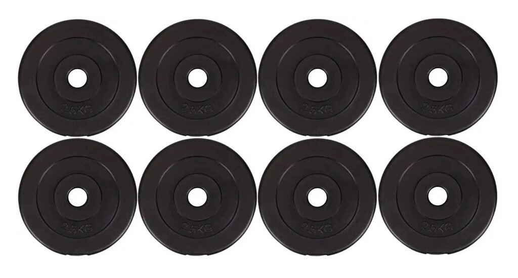 Набір композитних дисків (млинців) для гантелей та штанги 8 штук по 2,5 кг діаметром отвору 30 мм від компанії Інтернет-магазин "мегасфера" - фото 1