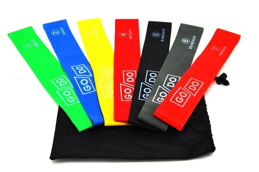 Набір резинок для фітнесу GO DO 7 шт. (В сумочці) від компанії Інтернет-магазин "мегасфера" - фото 1