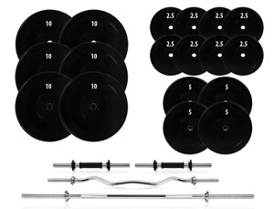 Набір штанга + гантелі 119 кг з прямим і вигнутим грифом