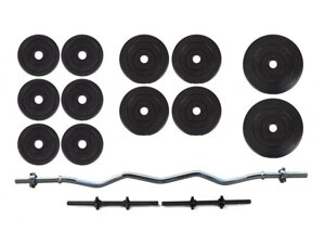 Набір штанга + гантелі 36 кг із вигнутим W-подібним грифом