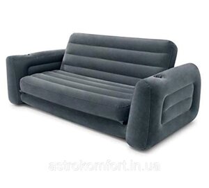 Надувний диван Intex 203х224х66 см. Флокірована диван трансформер 2 в 1