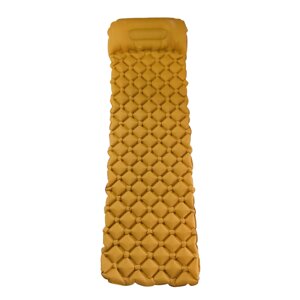 Надувний туристичний килимок каремат з помпою похідний для відпочинку на природі WCG (жовтий)