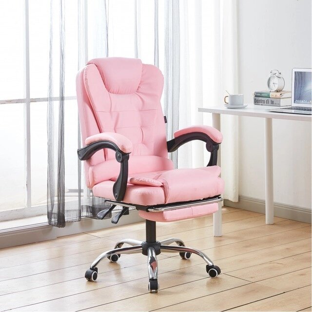 Офісне крісло з підставкою для ніг Bonro BN-607 колір рожевий від компанії Інтернет-магазин "мегасфера" - фото 1