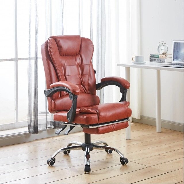 Офісне крісло з підставкою для ніг Bonro BN-607 колір темно коричневий від компанії Інтернет-магазин "мегасфера" - фото 1