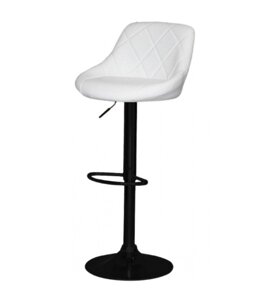 Барний стілець зі спинкою екошкіра Bonro B-074. Колір білий на чорній металевій ніжці.