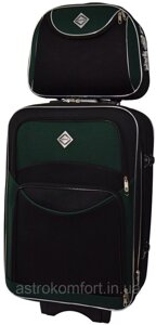 Комплект валізу і кейс Bonro Style (середній). Колір чорно-зелений.