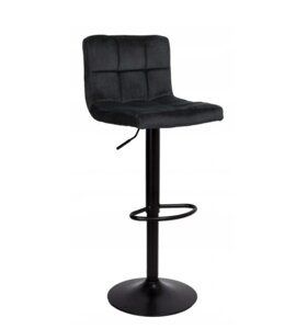 Велюровий барний стілець Hoker Monzor. Колір чорний з чорною металевою основою.