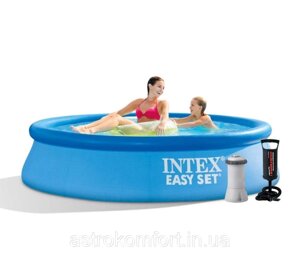 Надувний басейн Intex, 244х61 см (картріджний фільтр-насос 2 006 л / год, підстилка, тент, насос)