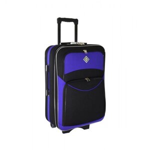 Тканинна дорожня валіза середнього розміру Bonro Style колір чорно-фіолетовий