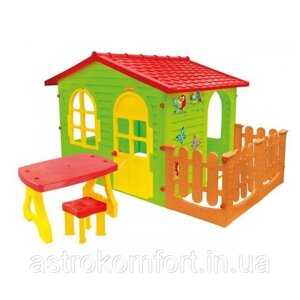 Дитячий будиночок з терасою і столиком Mochtoys. Червоний дах 07