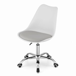 Крісло поворотний офісний стілець на колесах VIENNA. Колір білий з сірим сидінням.