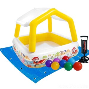 Дитячий надувний басейн з навісом Intex 57470-2 "акваріум" включав кульки 10 штук послід та насос