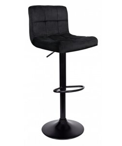 Велюровий барний стілець зі спинкою Hoker Bonro B-0106 чорний із чорною основою