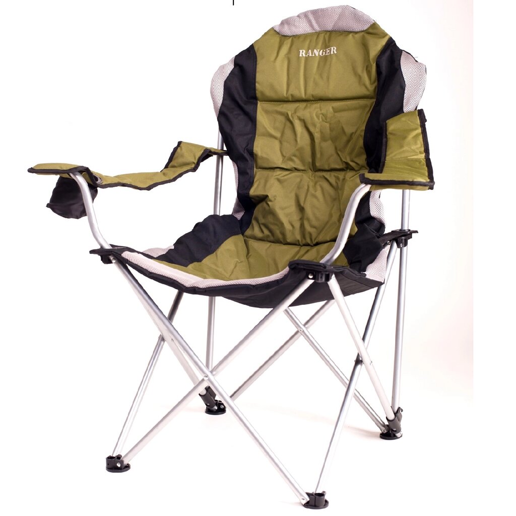 Розкладне туристичне крісло-шезлонг для риболовлі та відпочинку на природі Ranger FC750-052 green - акції