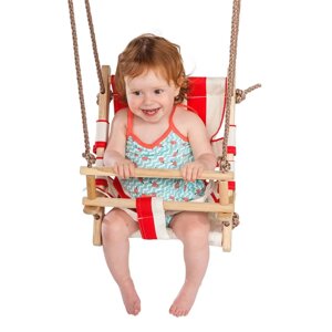Дитяча підвісна гойдалка з дерева KBT Canvas сидіння з тканини від 6 місяців до 3 років