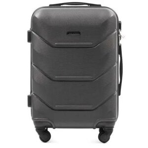Пластиковий дорожній валізу середнього розміру Wings 147 розмір M темно сірий колір