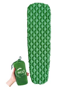 Надувний туристичний килимок каремат похідний для сну на природі WCG для кемпінгу (зелений)