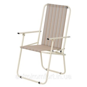Легкий компактний розкладний туристичний стілець "Дачний" d18 мм (текстильний бежева смуга)