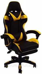 Ігрове геймерське крісло Bonro B-810 жовте з підставкою для ніг
