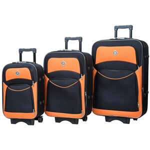 Комплект дорожніх валіз різного розміру Bonro Style набір 3 штуки чорно-помаранчевий