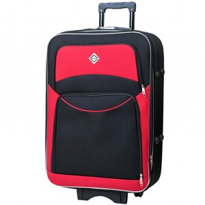 Тканинна дорожня валіза середнього розміру Bonro Style колір чорно-червоний