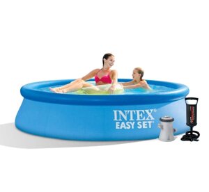 Надувний басейн Intex, 244х61 см (картріджний фільтр-насос щонайменш 1 250 л / год, тент, підстилка, насос)