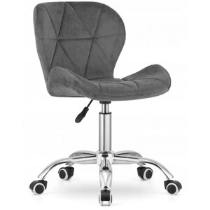 Офісне крісло стілець на колесах велюровий Bonro B-531 сірий колір