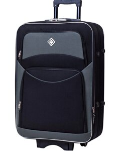 Тканинна валіза великого розміру Bonro Style колір чорно-сірий